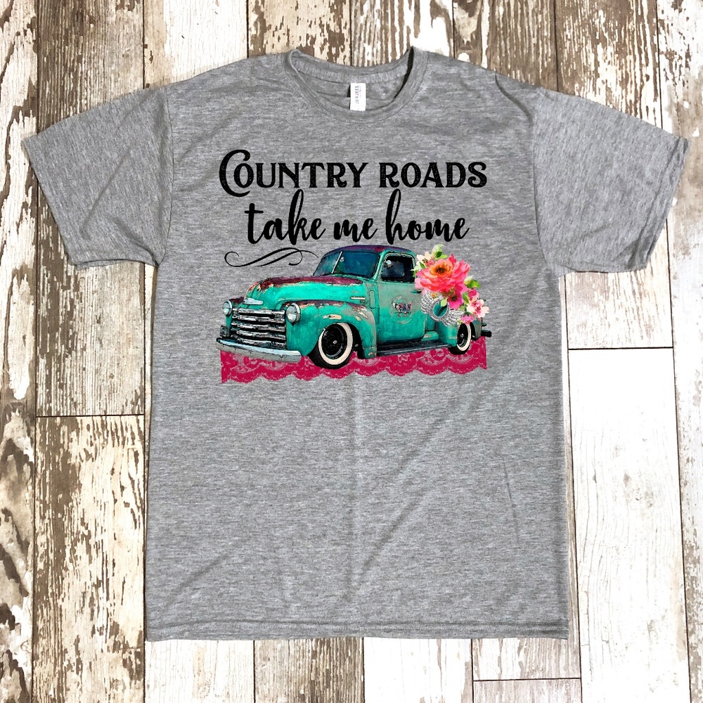 NEW Country Roads Take Me Home Vintage Truck Shirt